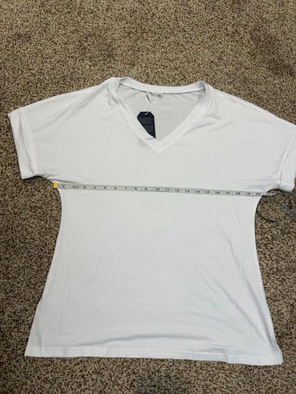 Sample White V-Neck Short Sleeve Tee - Casual Everyday Top - Picture 6 of 11